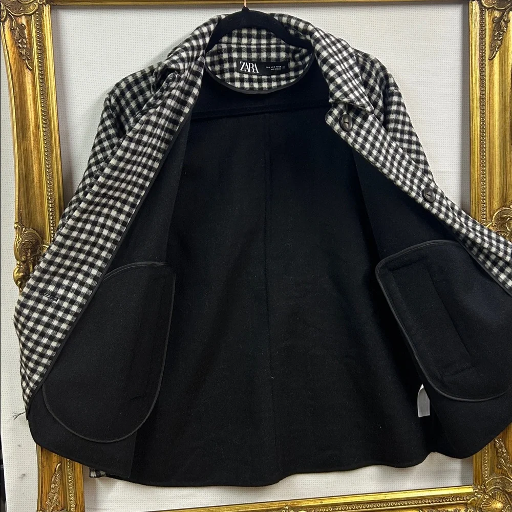 ZARA Women’s Check Wool-Blend Jacket • NWOT • Size S - Picture 4 of 7